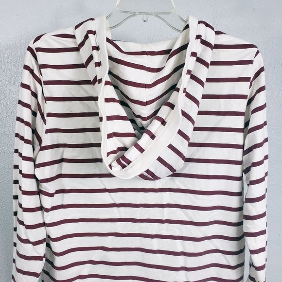 CCC Women's White Button Down Stripped Lightweight Sweater Coat Jacket Hoodie - Picture 7 of 11